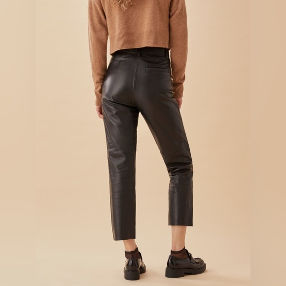 Reformation Veda Leather Cropped Pants In Black Size 12 - Picture 17 of 17